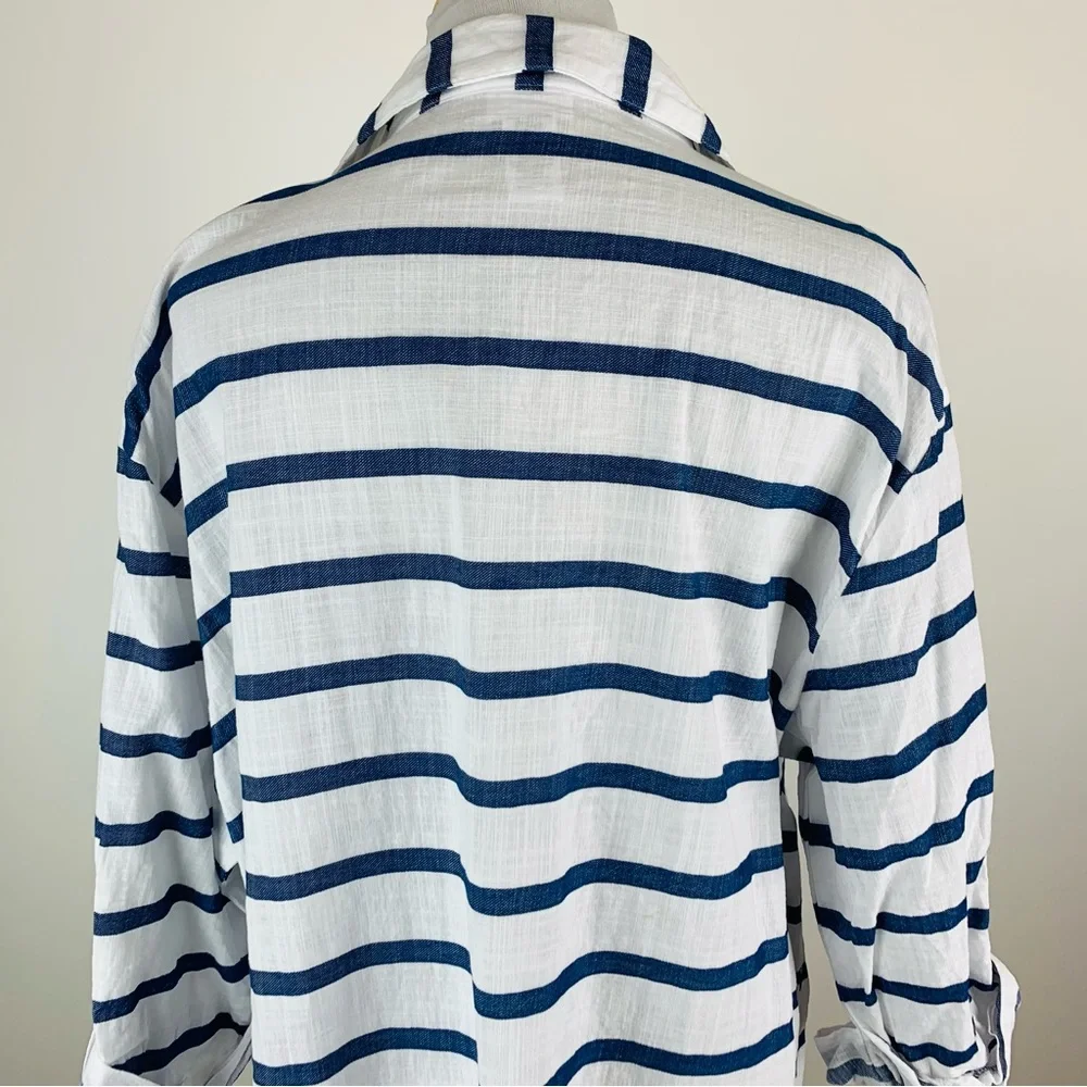 Dotti Striped Button Front Coverup 1X